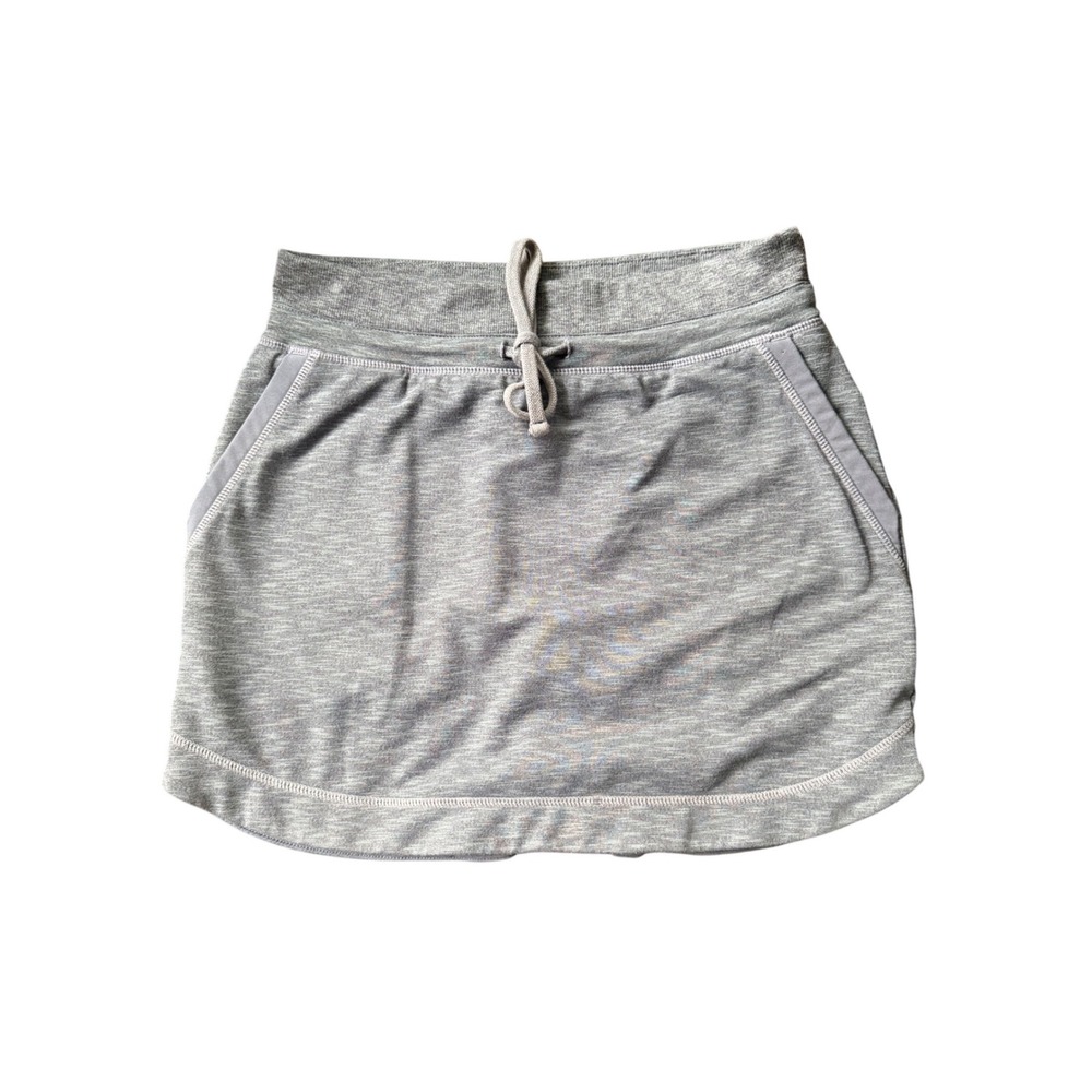 Athleta Heathered Gray Space Dye Athletic Skort Drawstring Pockets Womens XS